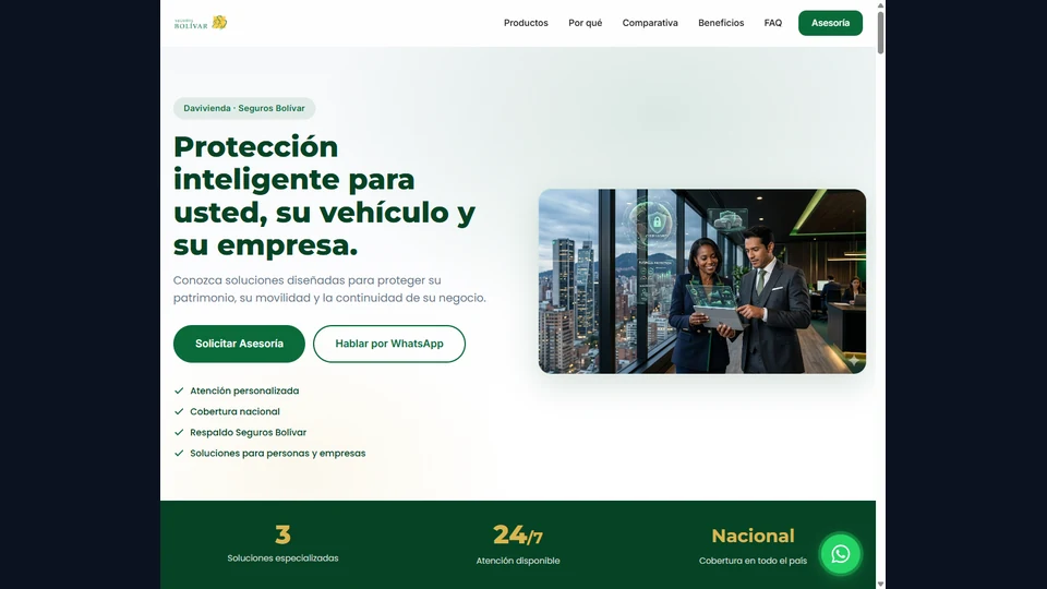 Landing Page de Seguros - Página web desarrollada por Codes La Casa
